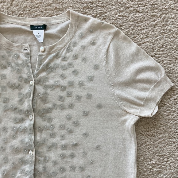 J. Crew Short Sleeve Embellished Cardigan Sweater - Picture 3 of 5
